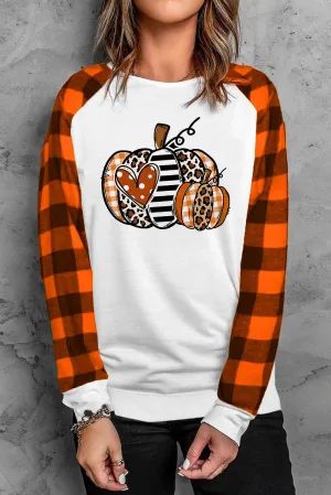 * APP EXCLUSIVE* Pumpkin Plaid Sleeve Tee