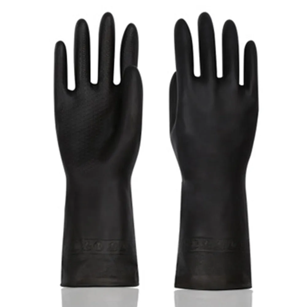 1 Pair Black Gloves Home Washing Cleaning Gloves Garden Kitchen Dish Fingers Rubber Dishwashing Household Cleaning Gloves
