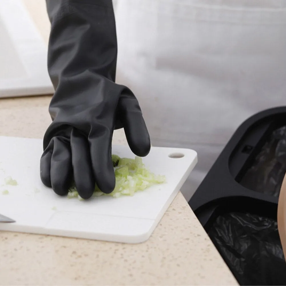 1 Pair Black Gloves Home Washing Cleaning Gloves Garden Kitchen Dish Fingers Rubber Dishwashing Household Cleaning Gloves
