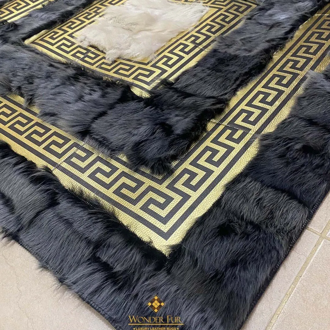 100%Natural Soft Handmade Gray White Sheepskin 5x7 Area Office Rug