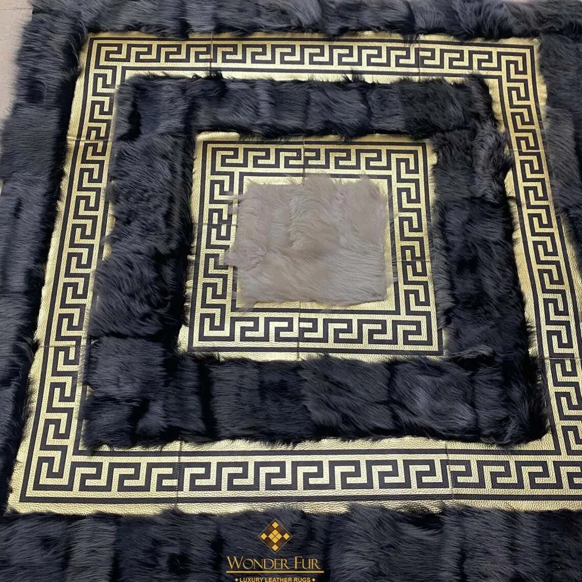 100%Natural Soft Handmade Gray White Sheepskin 5x7 Area Office Rug