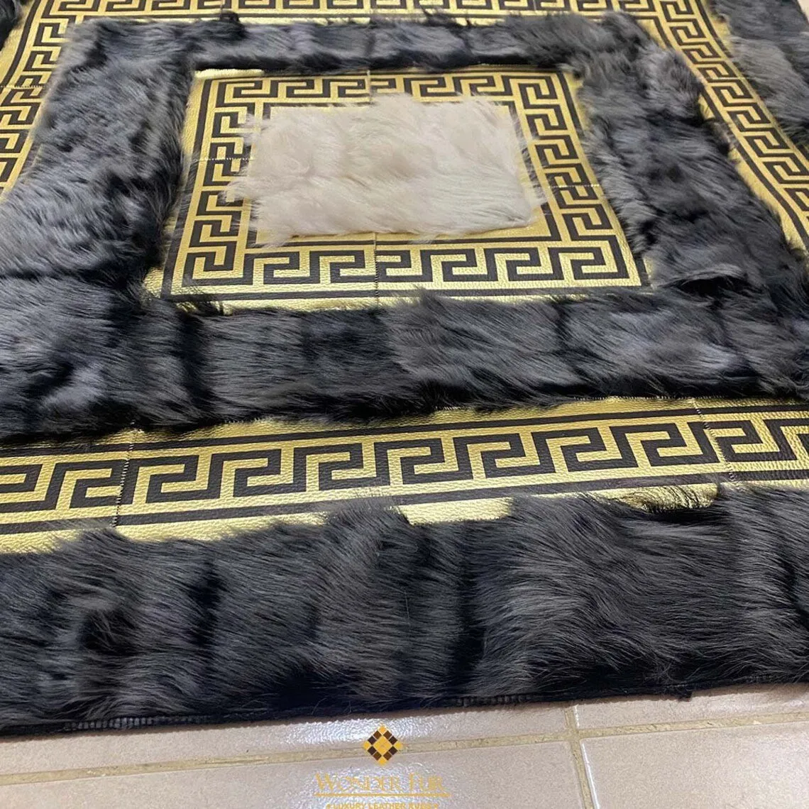 100%Natural Soft Handmade Gray White Sheepskin 5x7 Area Office Rug