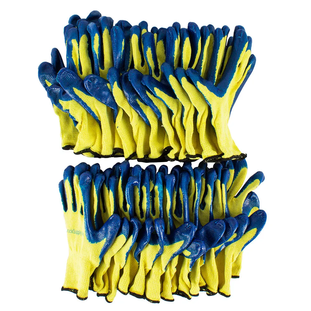 12 Pairs 1 Dozen Latex Rubber Coated Woven Work Safety Gloves Strong Grip Water Resistant for Light Weight Industrial Warehouse Agriculture