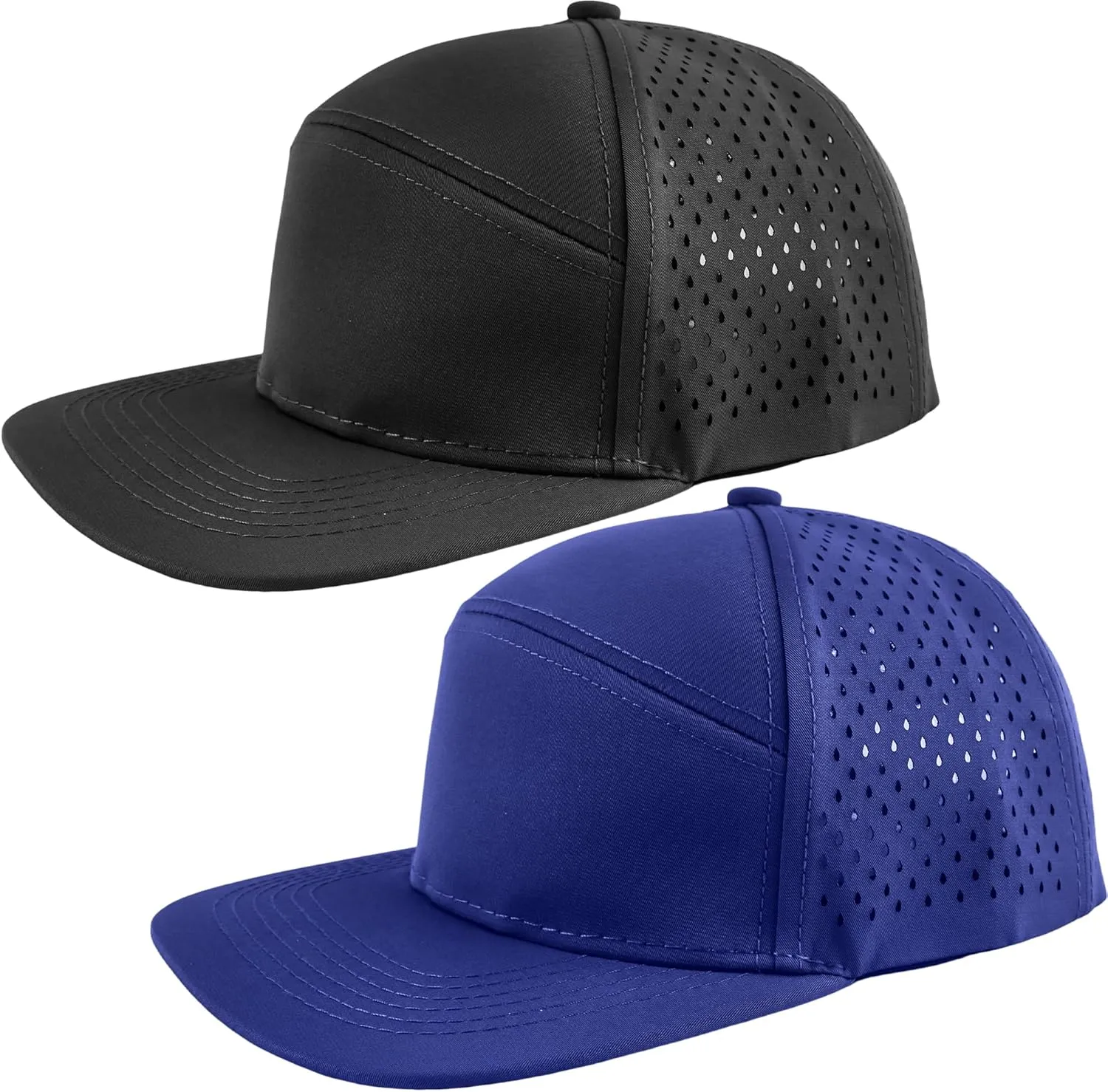 2 Pcs Adult Snapback Hat Flat Brim Baseball Cap Adjustable Mesh Back Baseball Hat for Men Women Golf Running