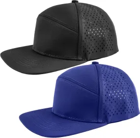 2 Pcs Adult Snapback Hat Flat Brim Baseball Cap Adjustable Mesh Back Baseball Hat for Men Women Golf Running