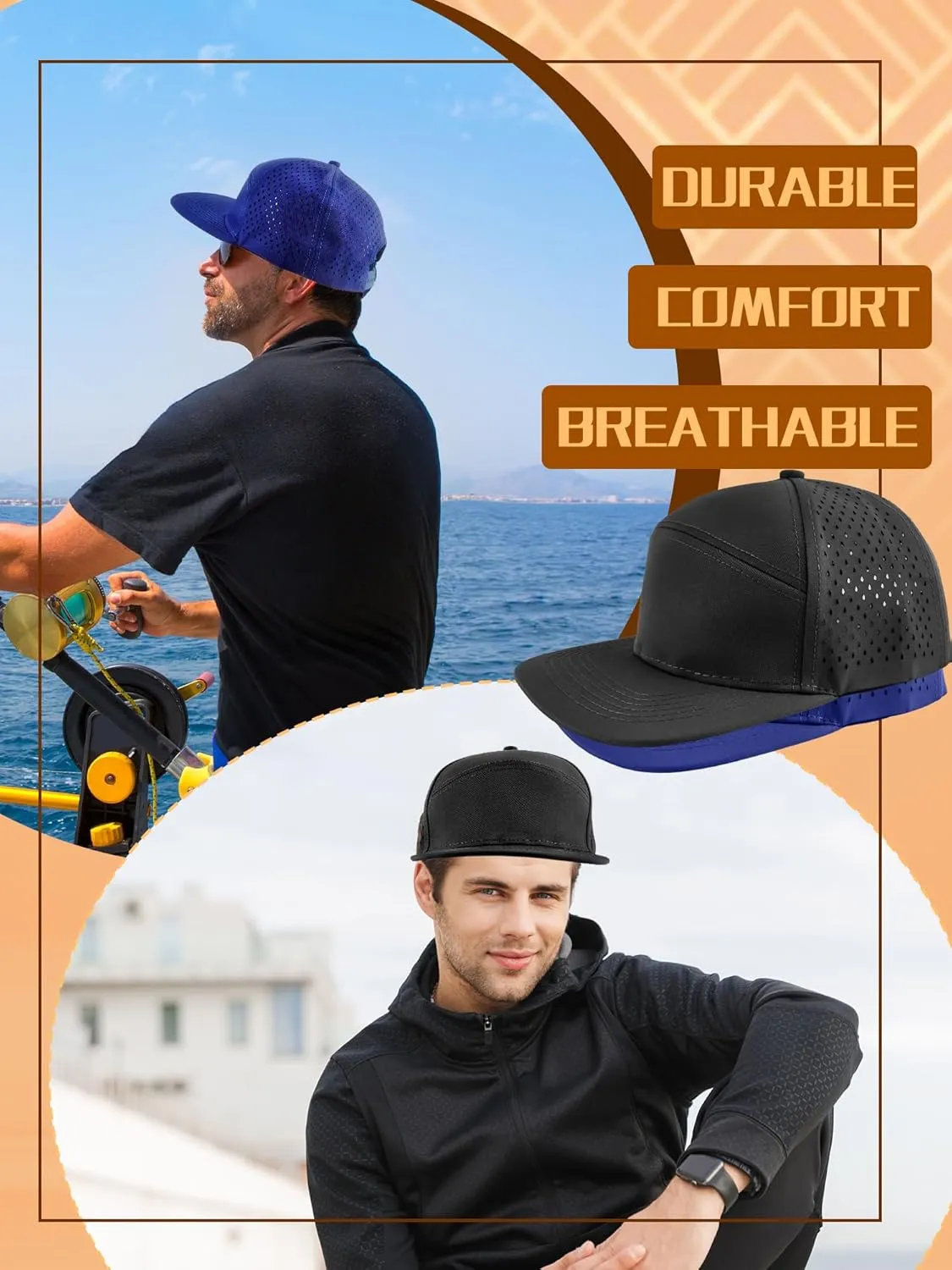 2 Pcs Adult Snapback Hat Flat Brim Baseball Cap Adjustable Mesh Back Baseball Hat for Men Women Golf Running