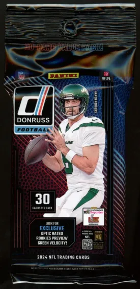 2024 Donruss Football Value Jumbo Fat Pack (30 Cards Look for Exclusive Optic Rated Rookies Preview)