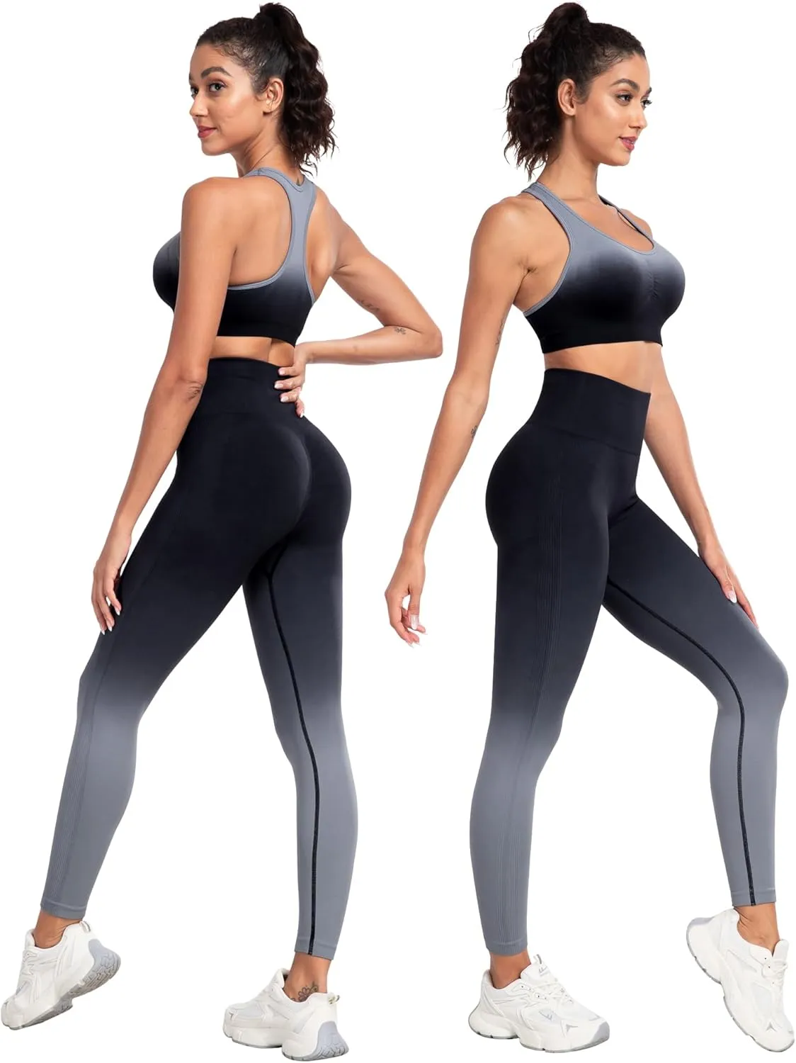 3 Piece Workout Sets for Women Butt Lifting Leggings with High Impact Sports Bra Gym Shorts