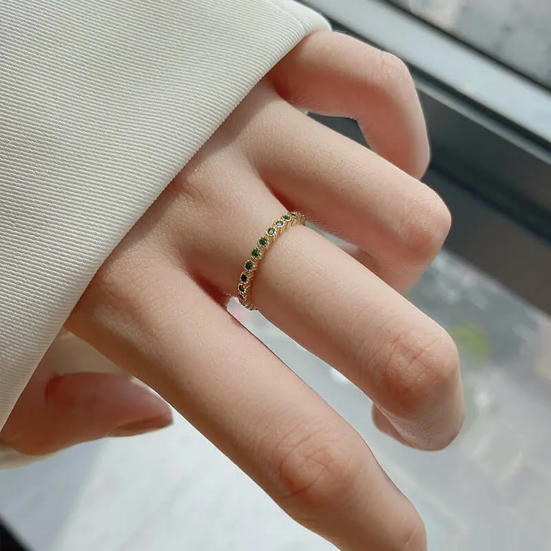 925 Silver Emerald Diamond Ring
