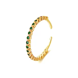 925 Silver Emerald Diamond Ring