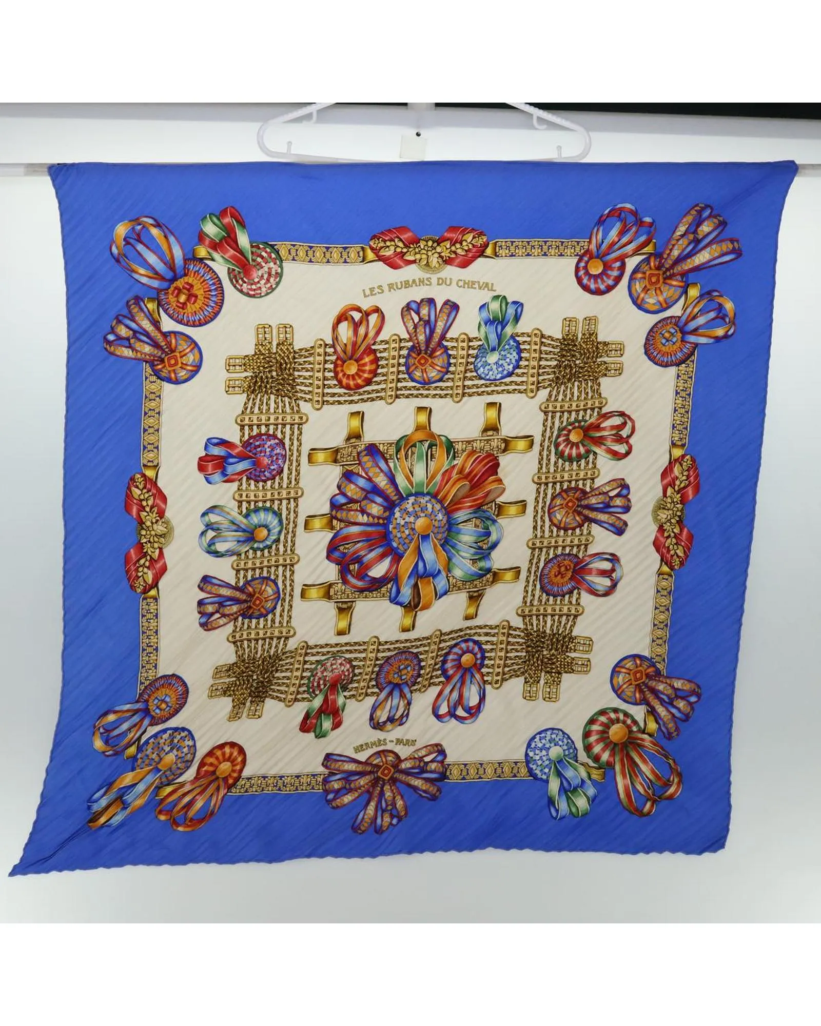 Authentic Blue Purple Hermes Silk Pleated Twilly Scarf Set