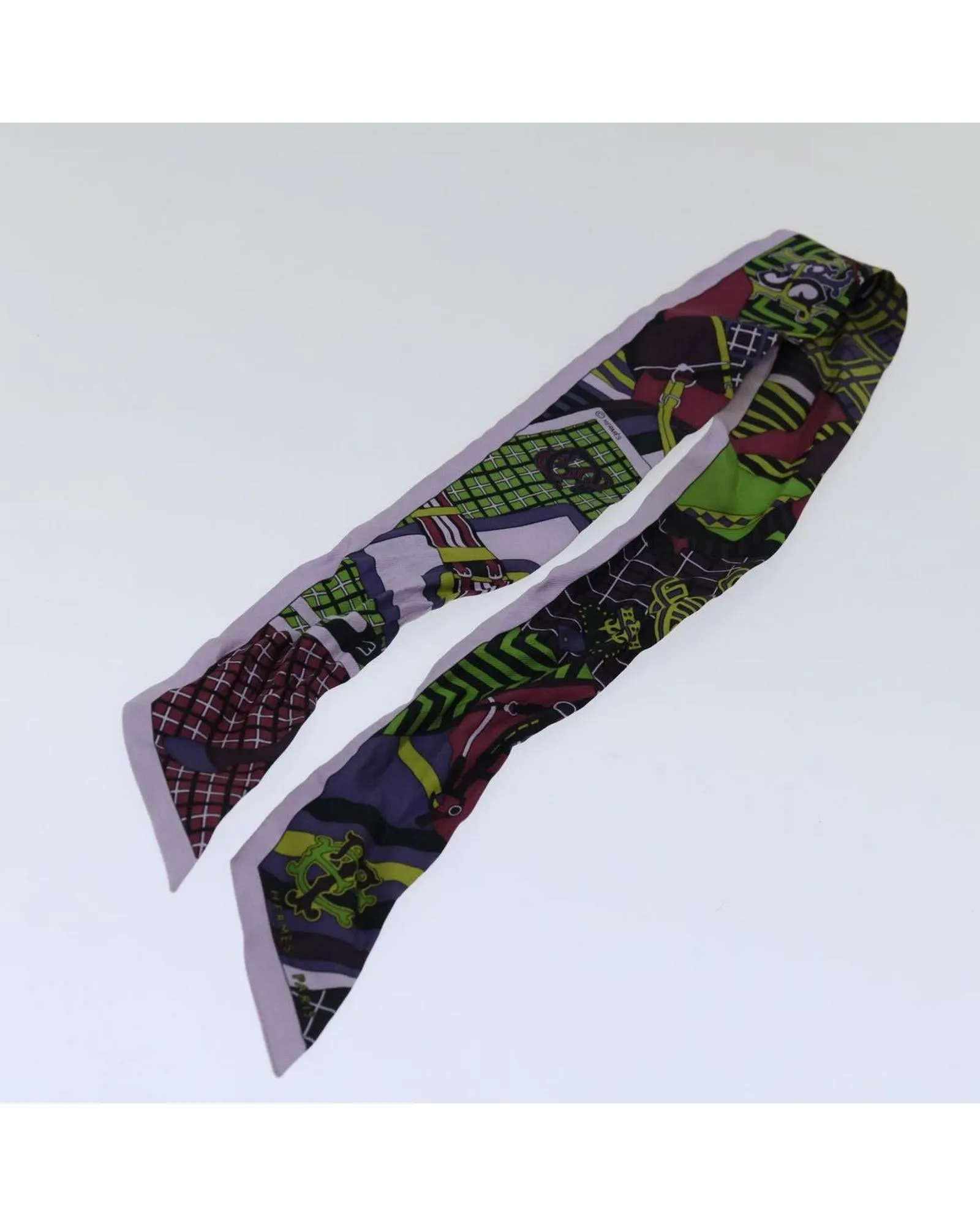 Authentic Blue Purple Hermes Silk Pleated Twilly Scarf Set
