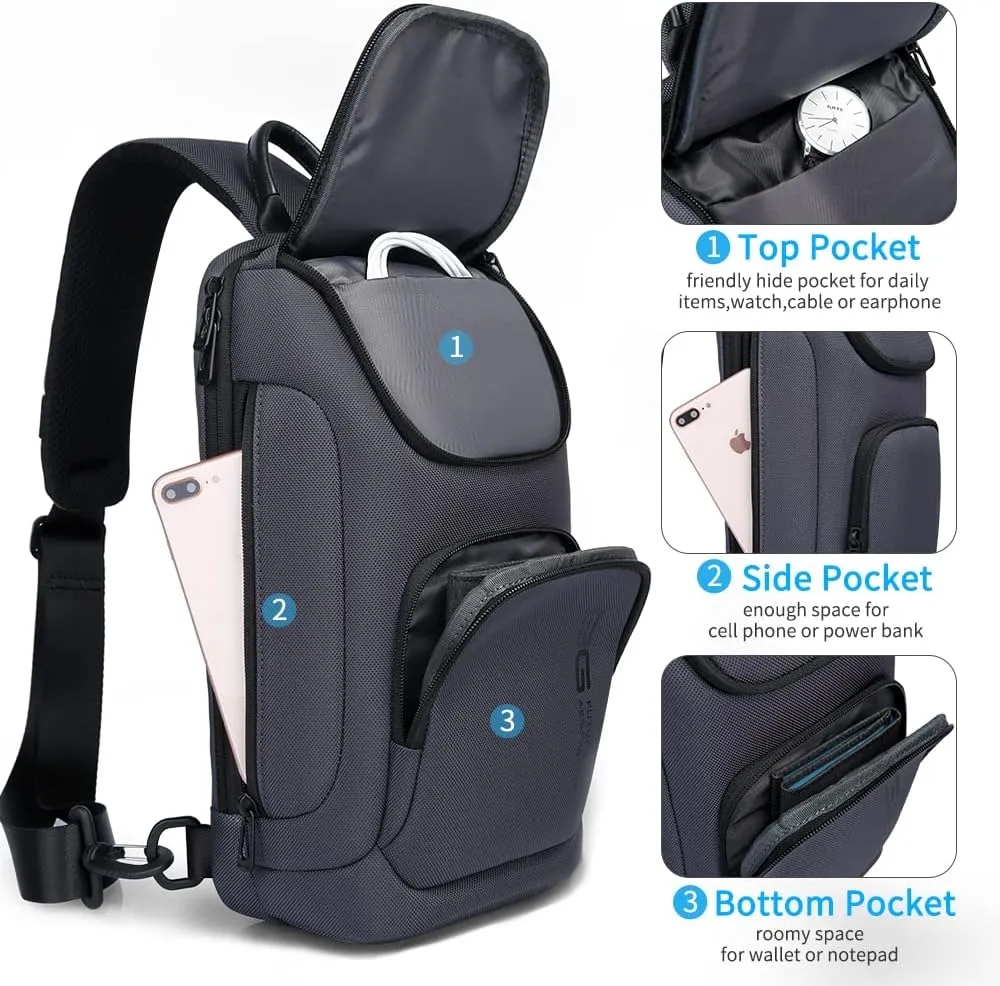 BANGE Sling Bag for Men,Shoulder bags Crossbody Sling Backpack for Men and Women