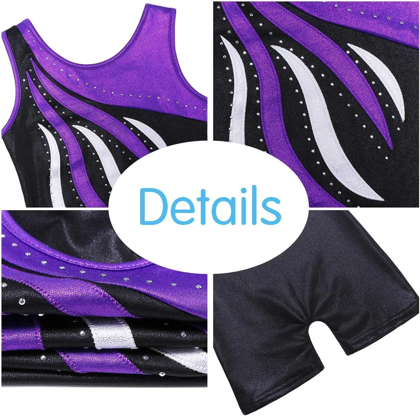 BAOHULU Leotard for Toddler Girls Gymnastics Shorts Sparkle Embroidery Tank Biketards One Piece