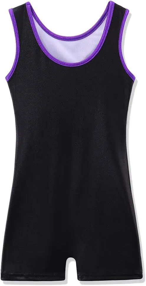 BAOHULU Leotard for Toddler Girls Gymnastics Shorts Sparkle Embroidery Tank Biketards One Piece