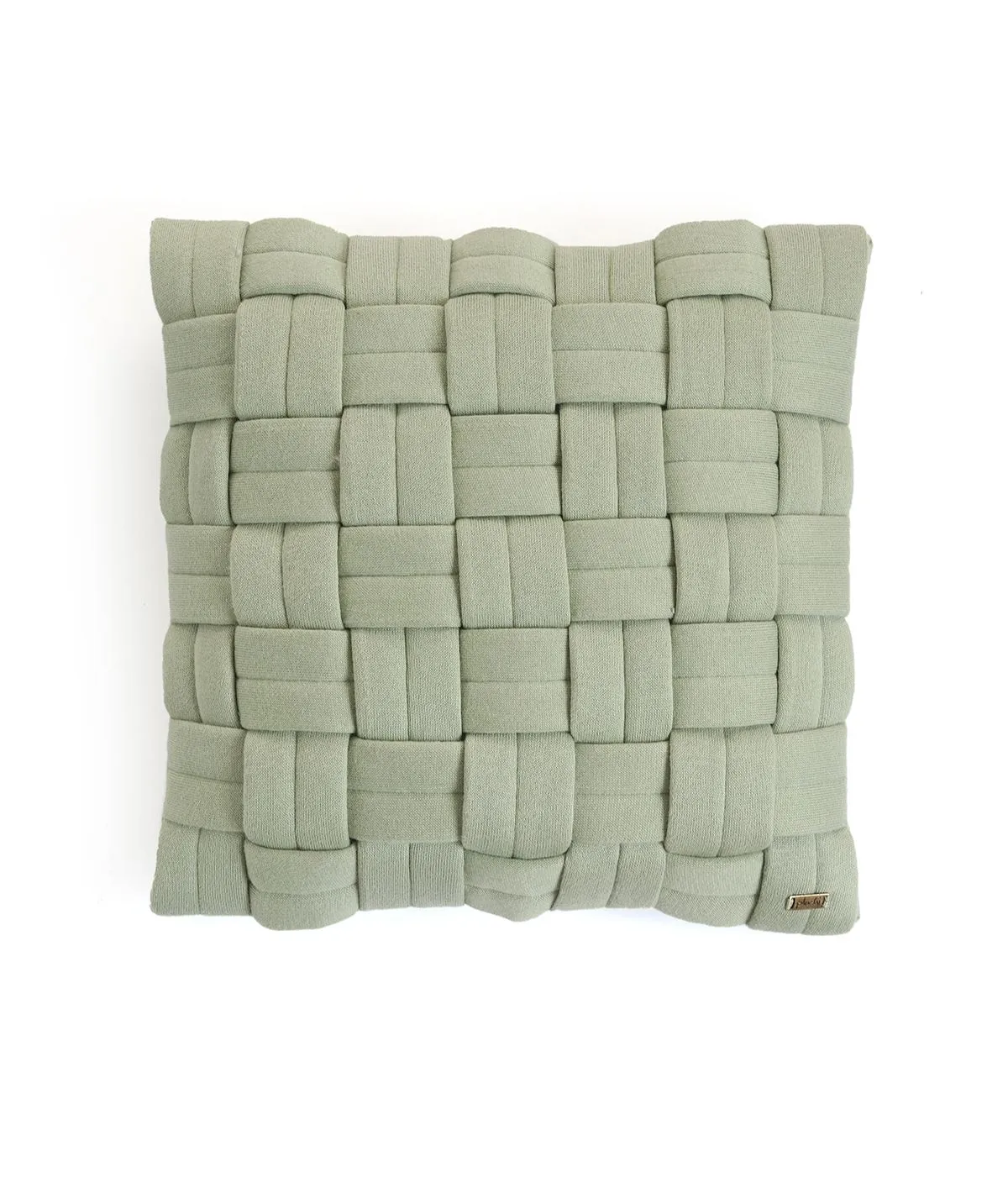 Basket Knit Cotton Knitted Decorative Pistachio Green color 16 x 16 Inches Cushion Cover