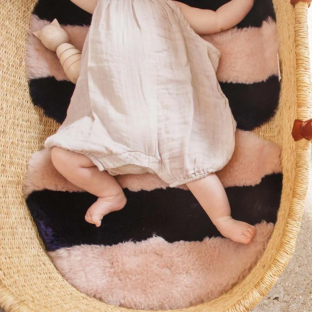 BINIBAMBA Merino Sheepskin Snuggler - Blue Rose Stripe