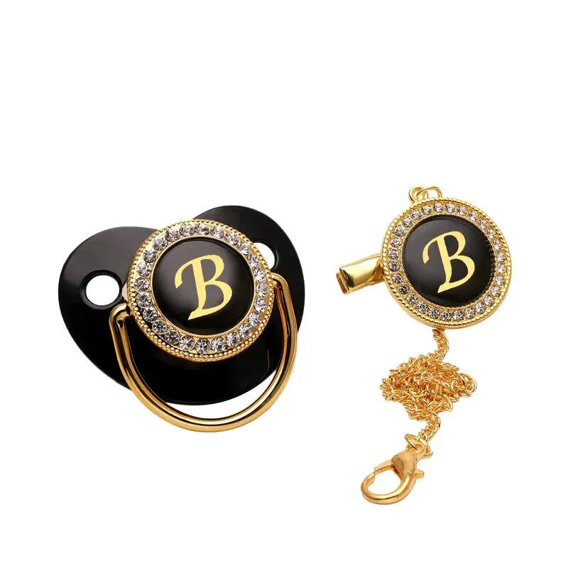 Black/Gold Luxury Customized Baby Bling Pacifier