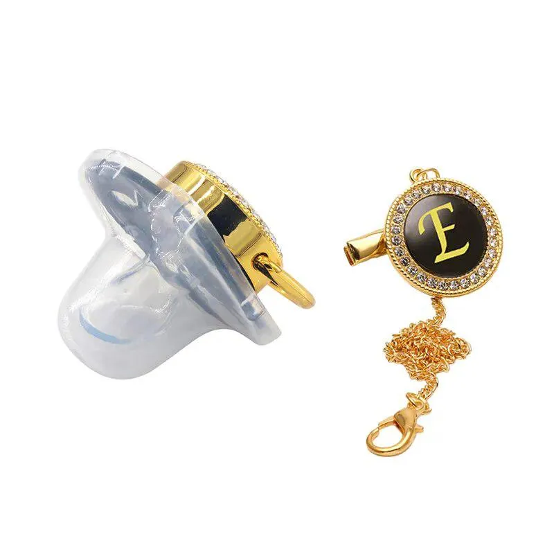 Black/Gold Luxury Customized Baby Bling Pacifier