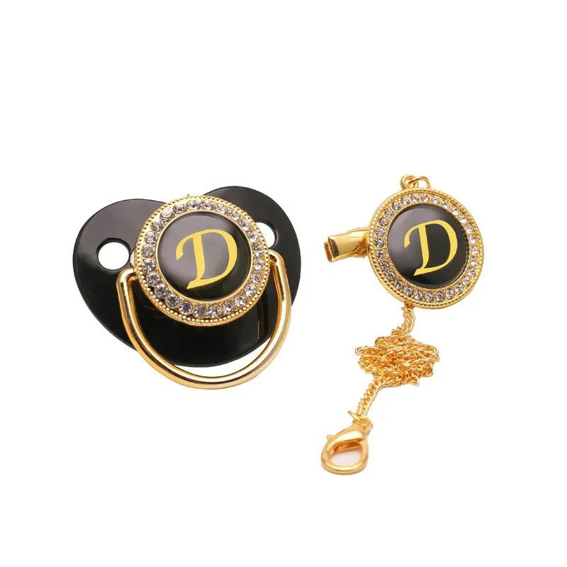 Black/Gold Luxury Customized Baby Bling Pacifier