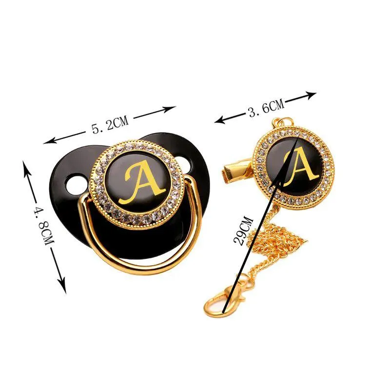 Black/Gold Luxury Customized Baby Bling Pacifier
