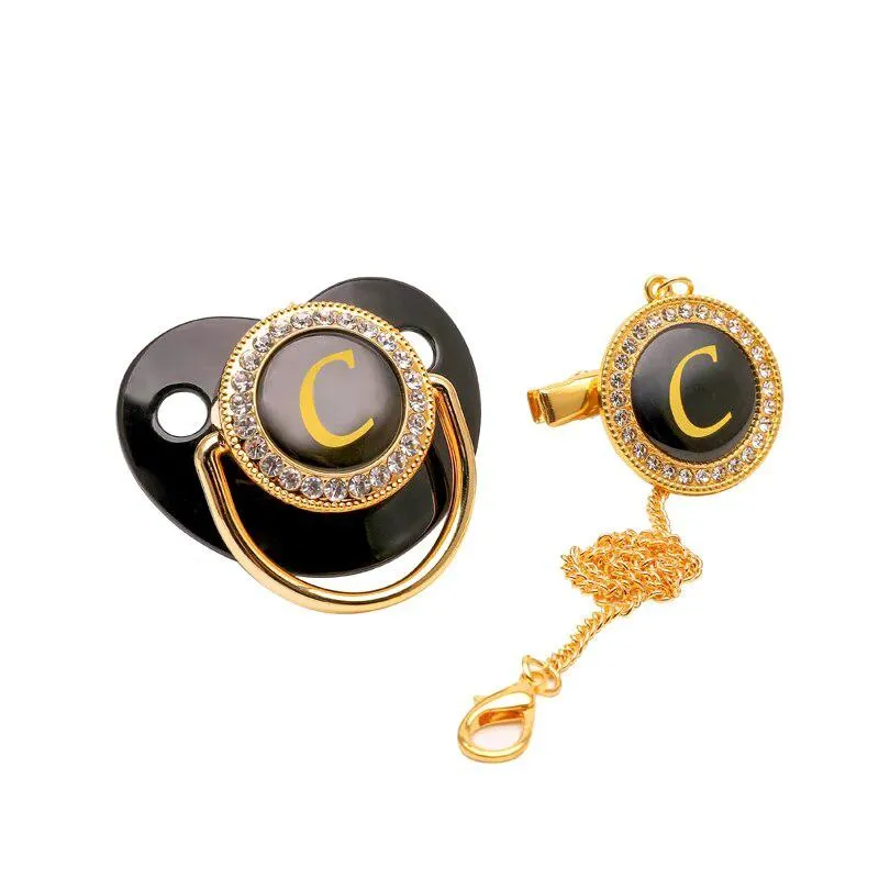 Black/Gold Luxury Customized Baby Bling Pacifier