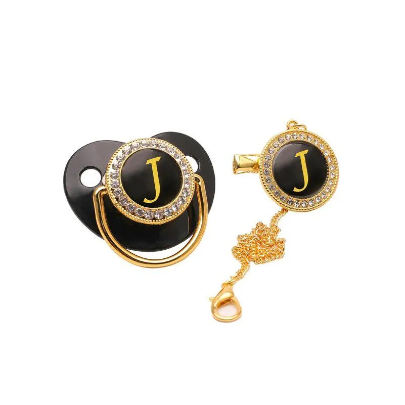 Black/Gold Luxury Customized Baby Bling Pacifier