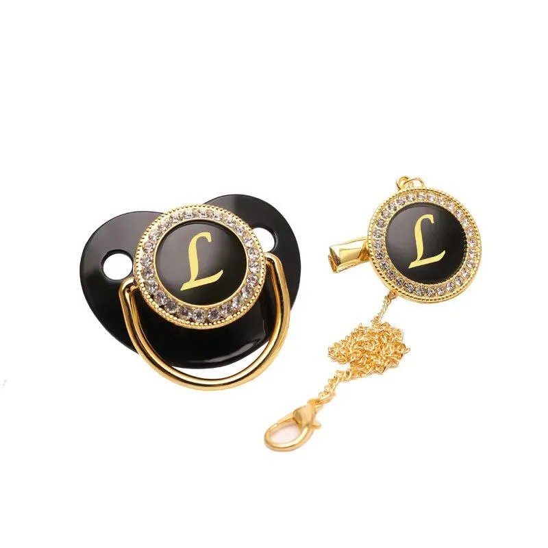 Black/Gold Luxury Customized Baby Bling Pacifier