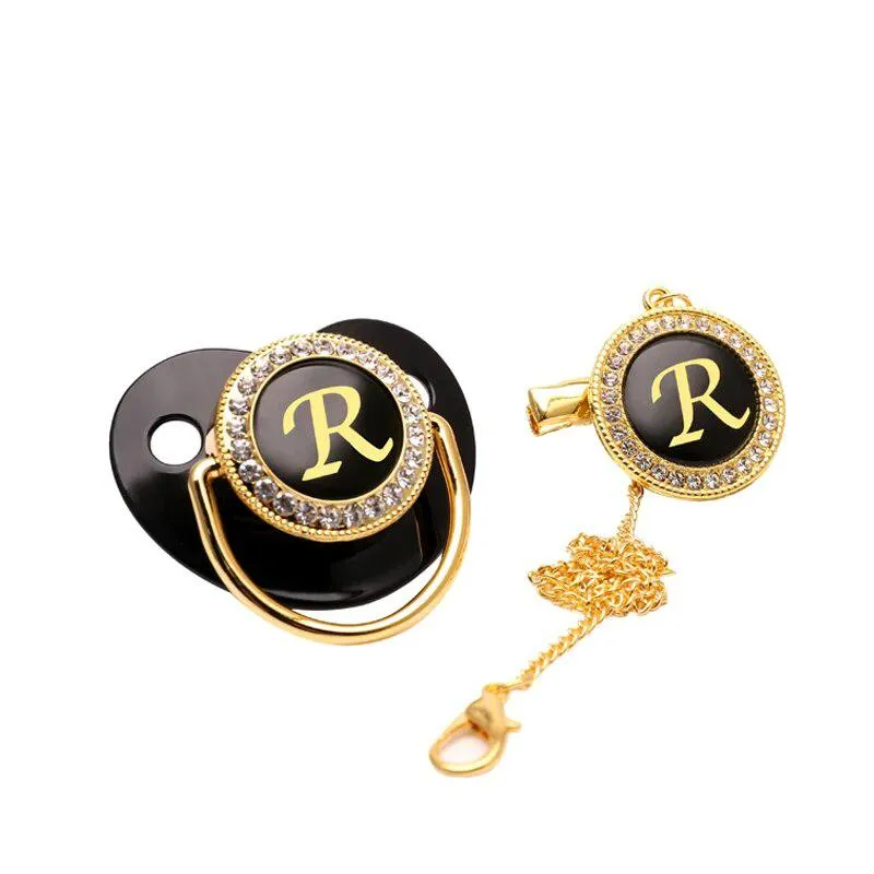 Black/Gold Luxury Customized Baby Bling Pacifier