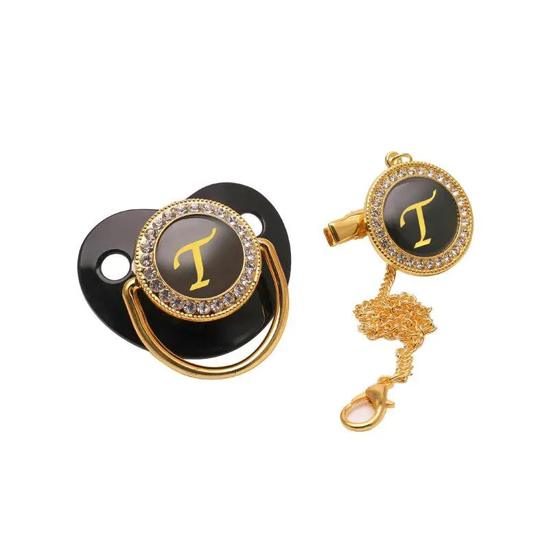 Black/Gold Luxury Customized Baby Bling Pacifier