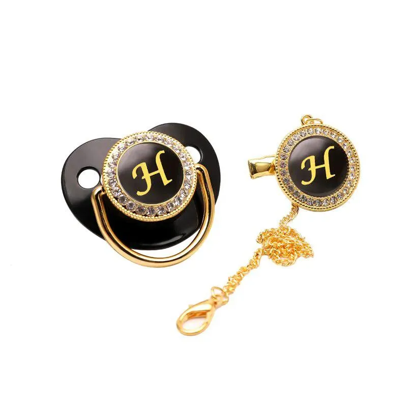 Black/Gold Luxury Customized Baby Bling Pacifier