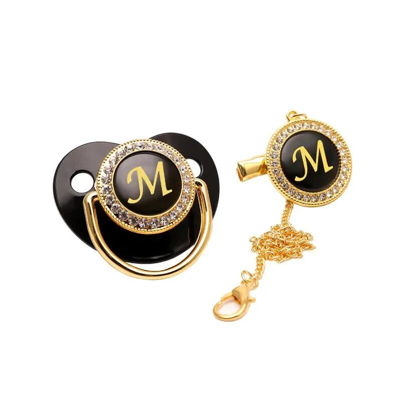 Black/Gold Luxury Customized Baby Bling Pacifier