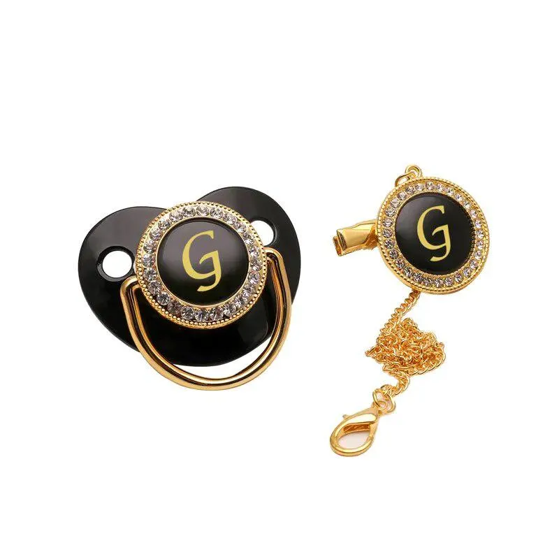 Black/Gold Luxury Customized Baby Bling Pacifier