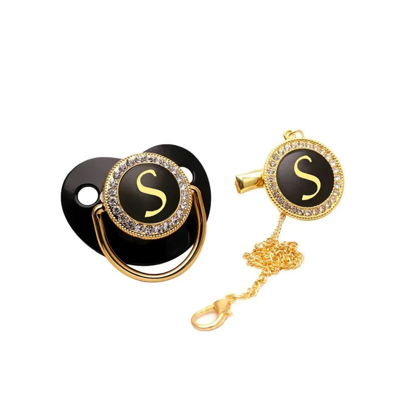 Black/Gold Luxury Customized Baby Bling Pacifier