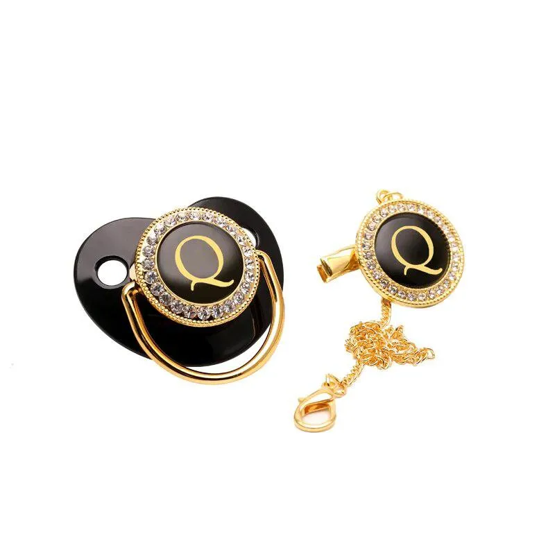 Black/Gold Luxury Customized Baby Bling Pacifier