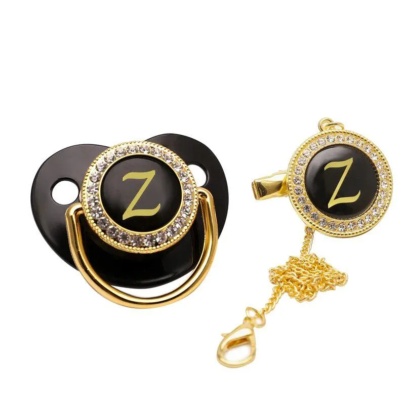 Black/Gold Luxury Customized Baby Bling Pacifier