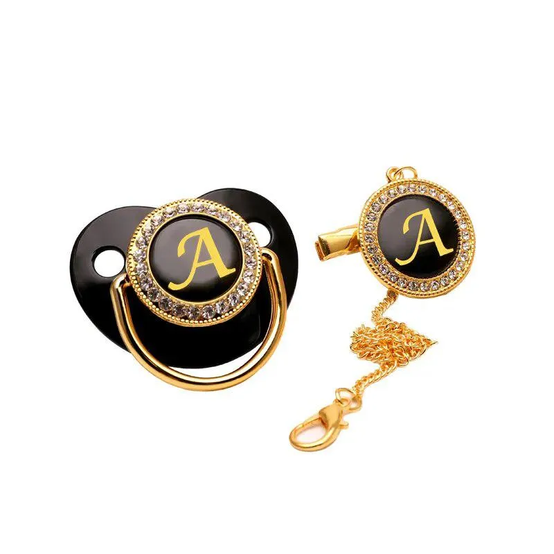 Black/Gold Luxury Customized Baby Bling Pacifier