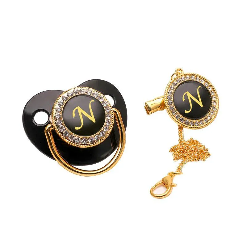 Black/Gold Luxury Customized Baby Bling Pacifier
