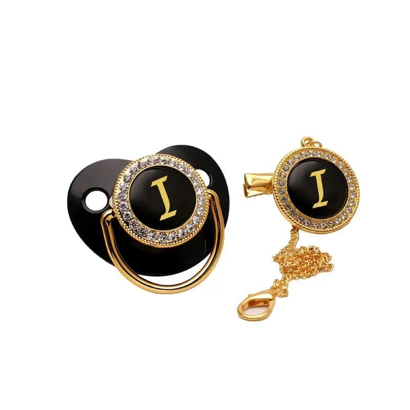 Black/Gold Luxury Customized Baby Bling Pacifier