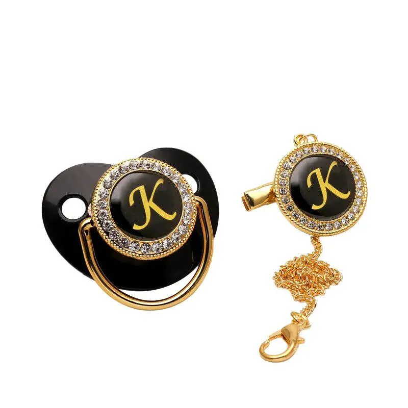 Black/Gold Luxury Customized Baby Bling Pacifier