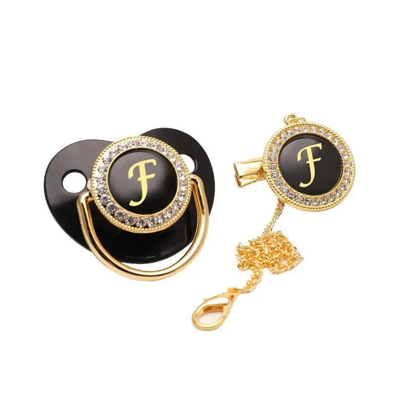 Black/Gold Luxury Customized Baby Bling Pacifier