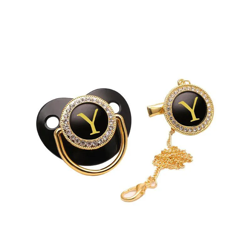 Black/Gold Luxury Customized Baby Bling Pacifier