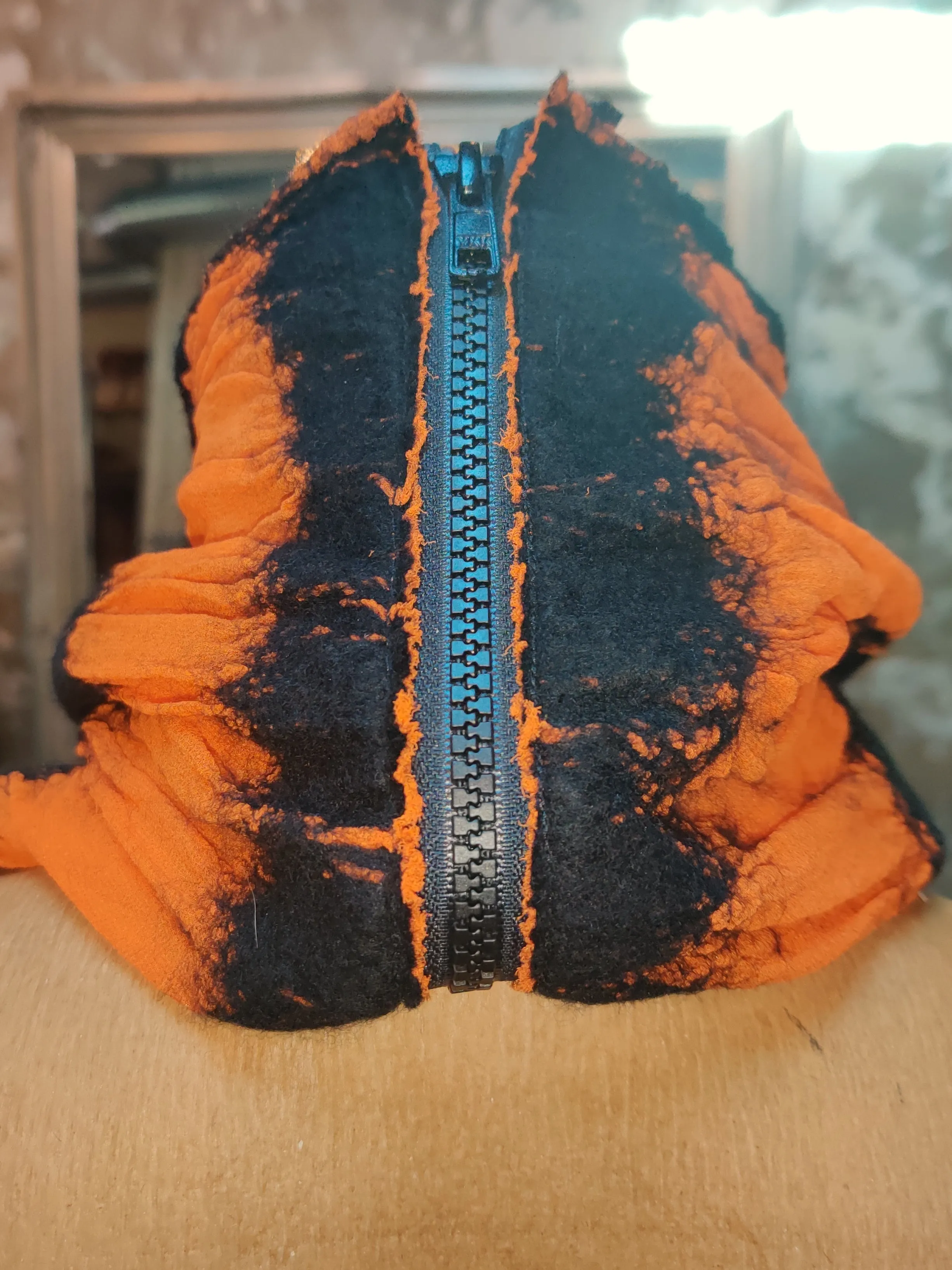 BlckBts Orange Zip Cowl Neck Scarf With Fringe