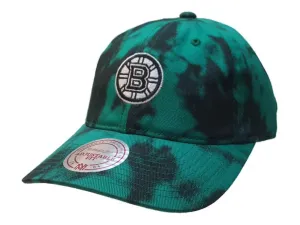 Boston Bruins Mitchell & Ness Turquoise Black Tie-Dye Relaxed Baseball Hat Cap