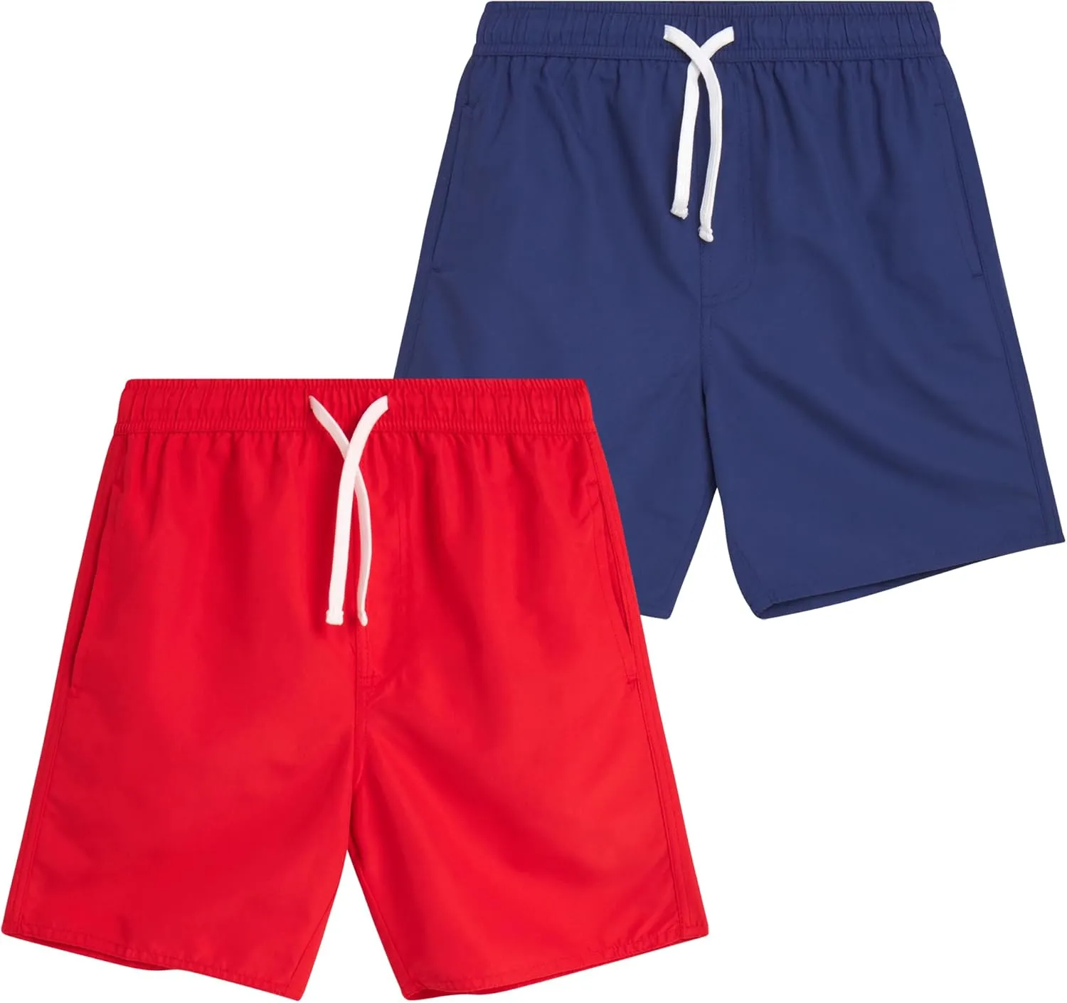 Boys Swim Trunks - 2 Pack Basic Quick Dry Boys Board Shorts Bathing Suit Kids Swimwear with Pockets (Sizes: 8-18)