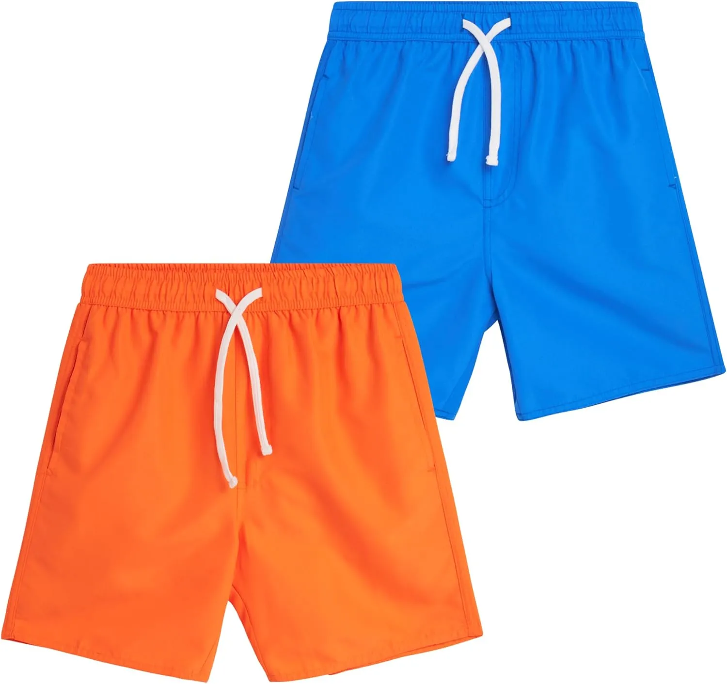 Boys Swim Trunks - 2 Pack Basic Quick Dry Boys Board Shorts Bathing Suit Kids Swimwear with Pockets (Sizes: 8-18)