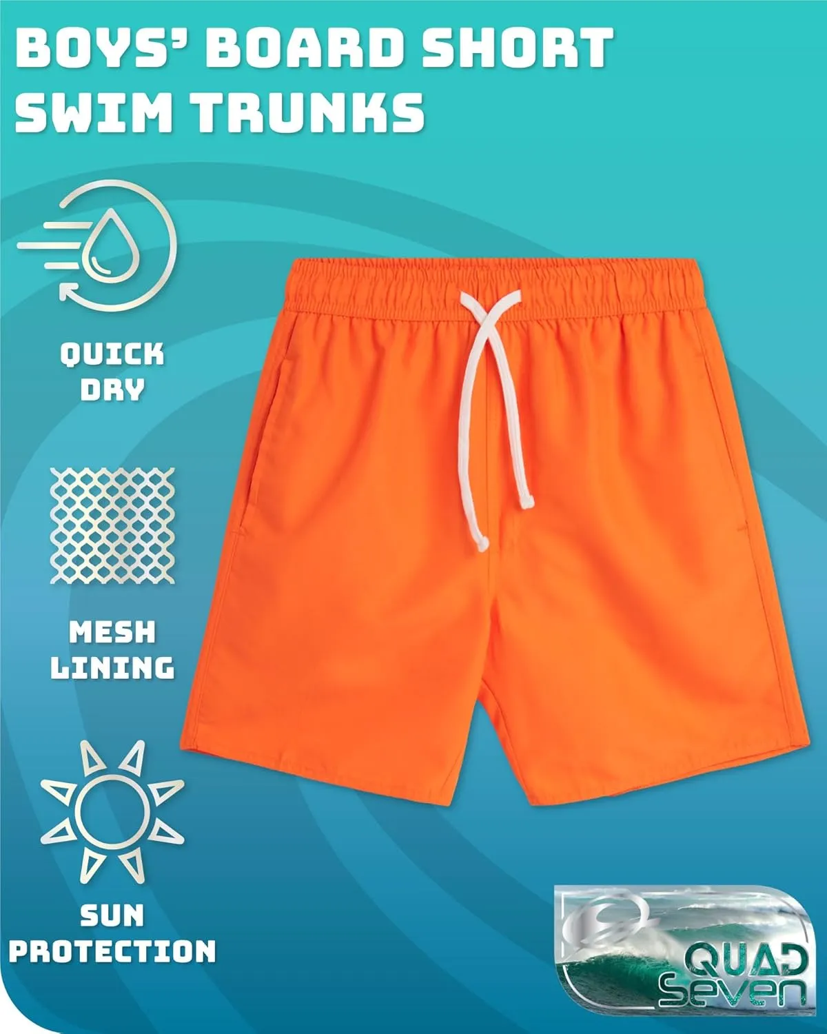 Boys Swim Trunks - 2 Pack Basic Quick Dry Boys Board Shorts Bathing Suit Kids Swimwear with Pockets (Sizes: 8-18)