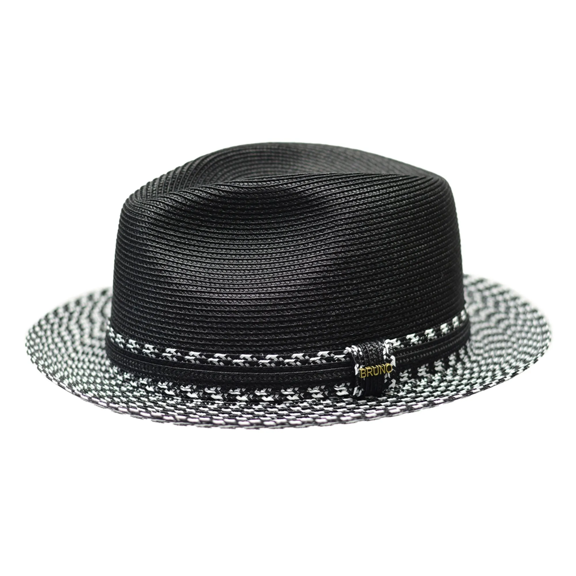 Bruno Capelo Antonio 2-Tone Straw Fedora Hat Snap Brim