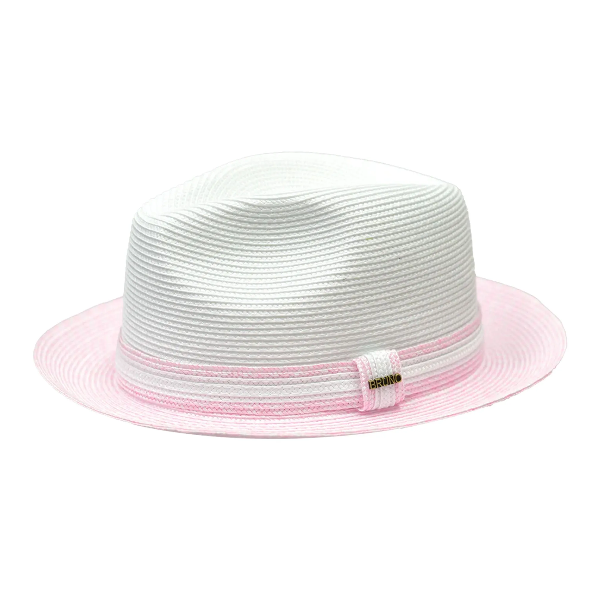 Bruno Capelo Antonio 2-Tone Straw Fedora Hat Snap Brim