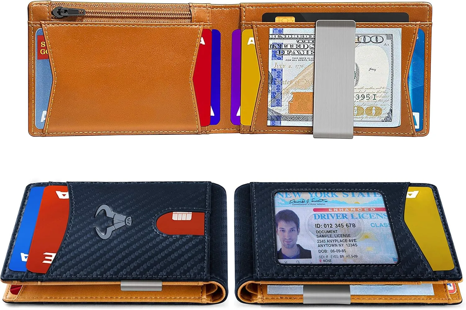 BULLIANT Slim Wallet Men, Leather Wallet Front Pocket Card Holders for Gift Men 3"X4.3"